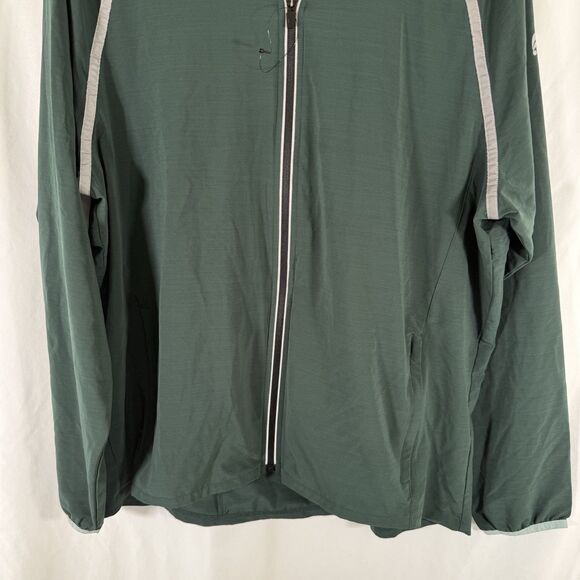 New Fabletics Jacket Men's XL Green Full Zip Tuck Away Hood Zip Pockets - Picture 3 of 13